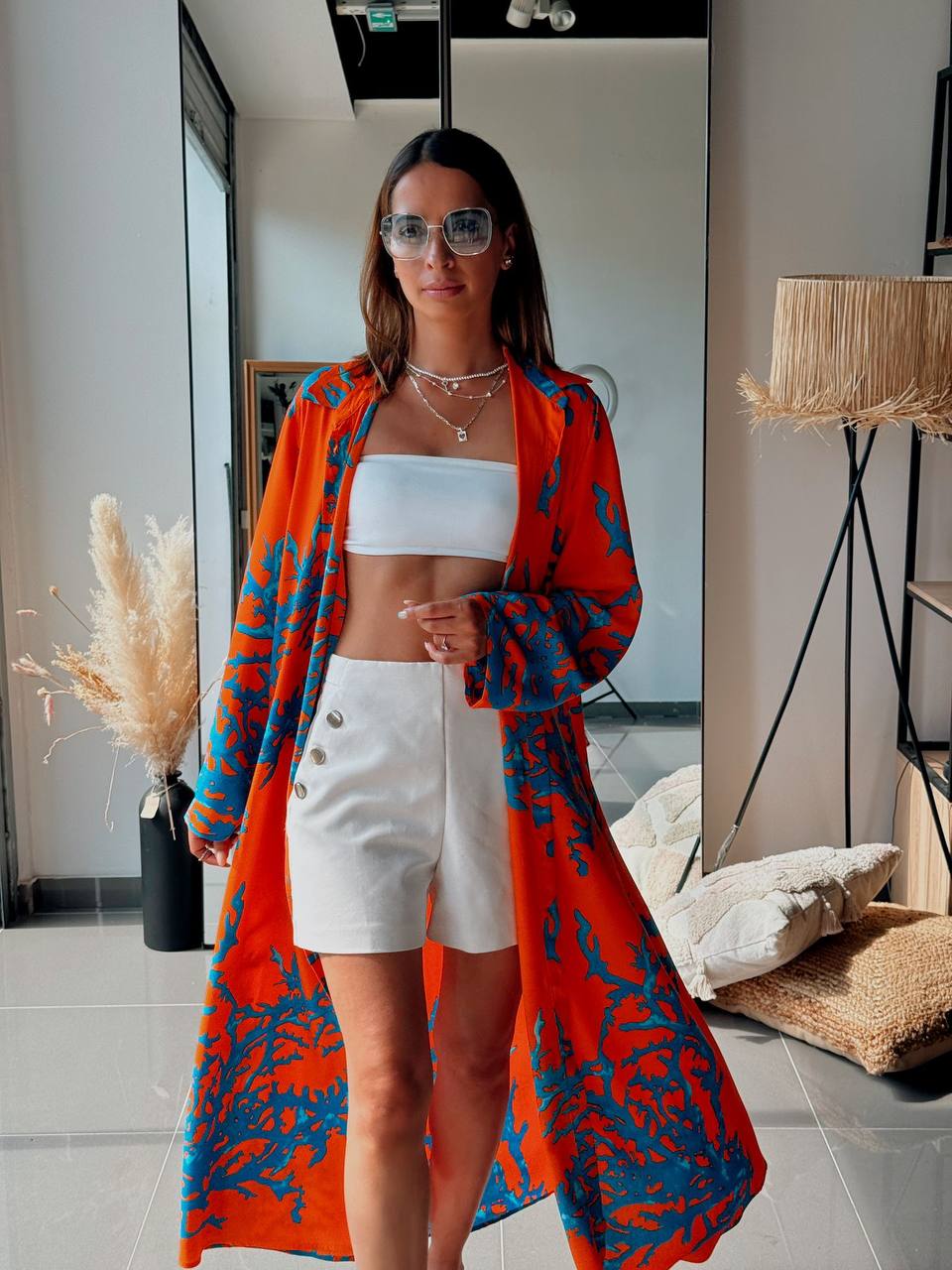 Tunique Chemise Longue – Look Street & Ultra Tendance - ATN001-126-OR/BL - Fenomen Paris