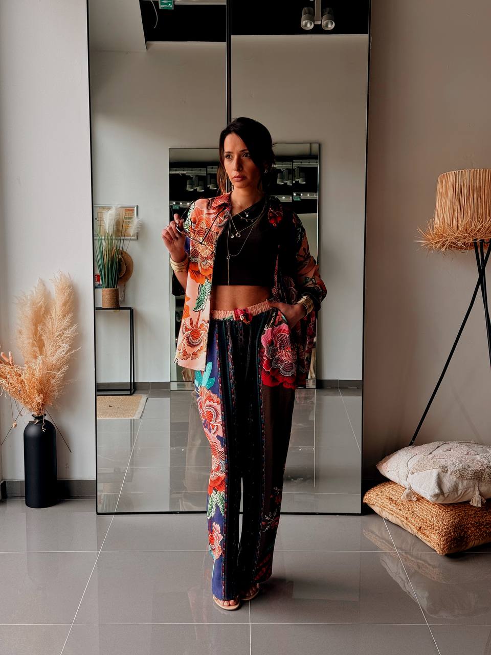 Ensemble chemise & pantalon imprimé – Multicolore floral - Fenomen Paris