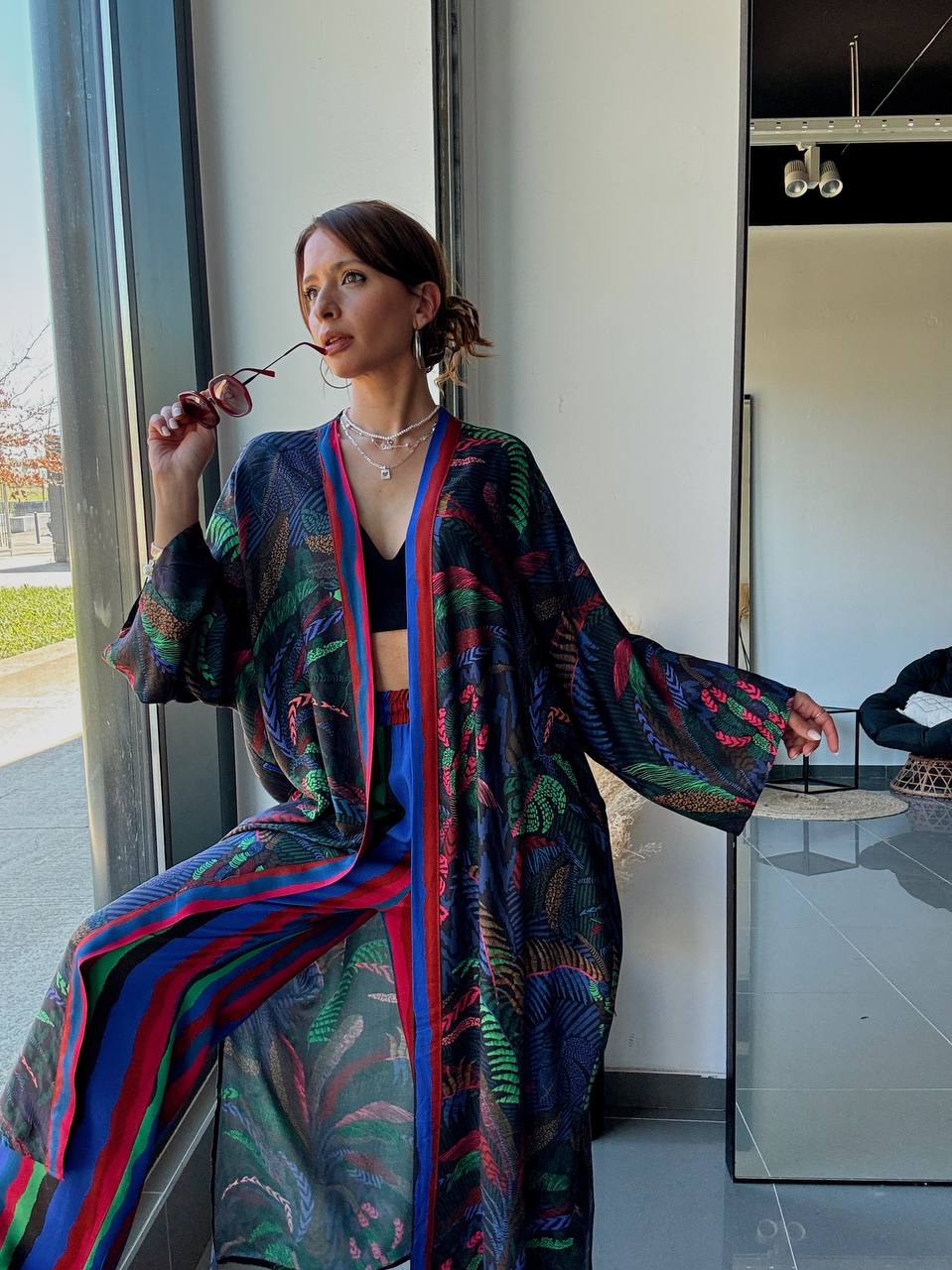 Ensemble Kimono Longue & Pantalon Imprimé – Esprit Bohème Tropical - Fenomen Paris