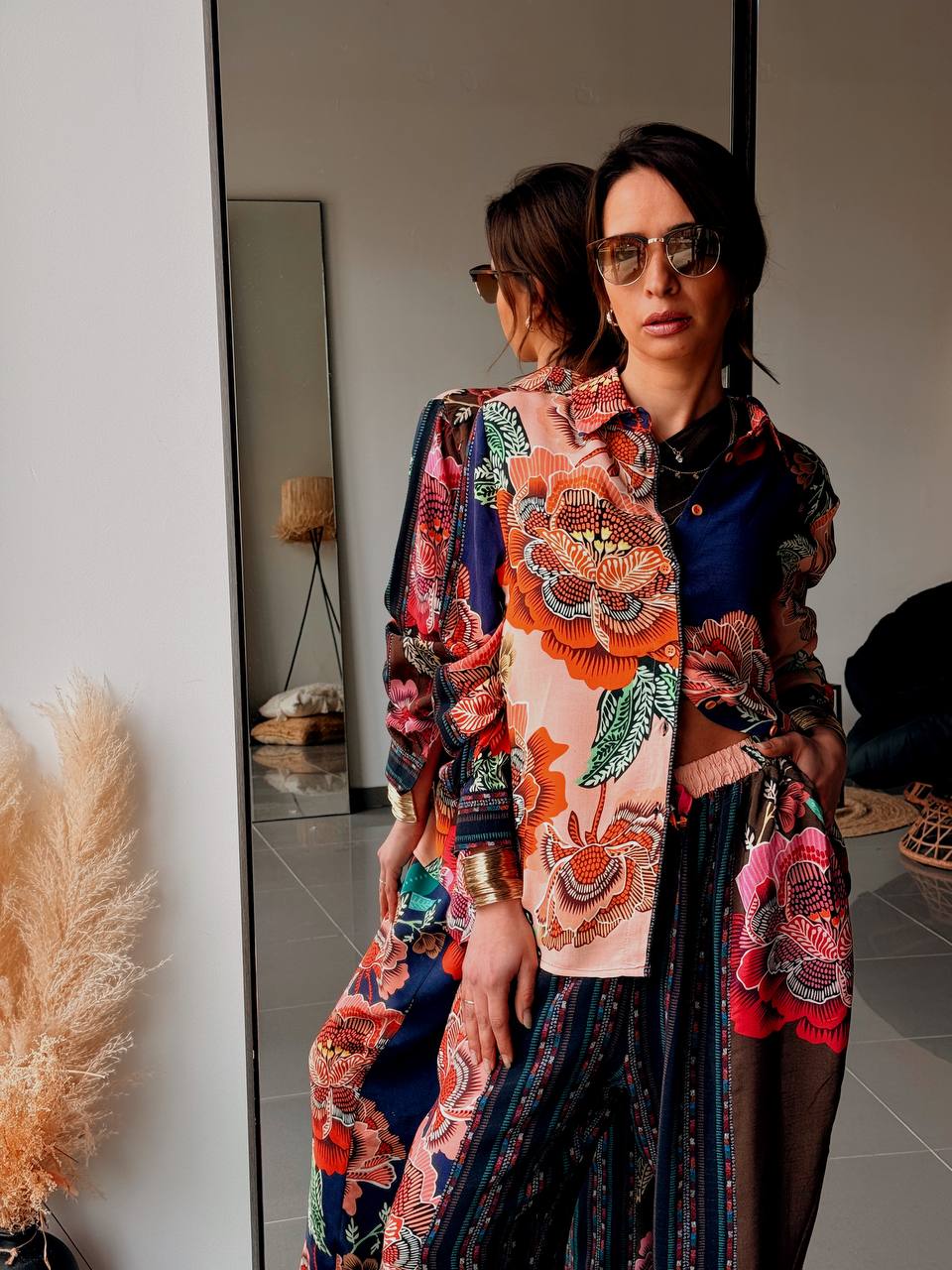 Ensemble chemise & pantalon imprimé – Multicolore floral - Fenomen Paris