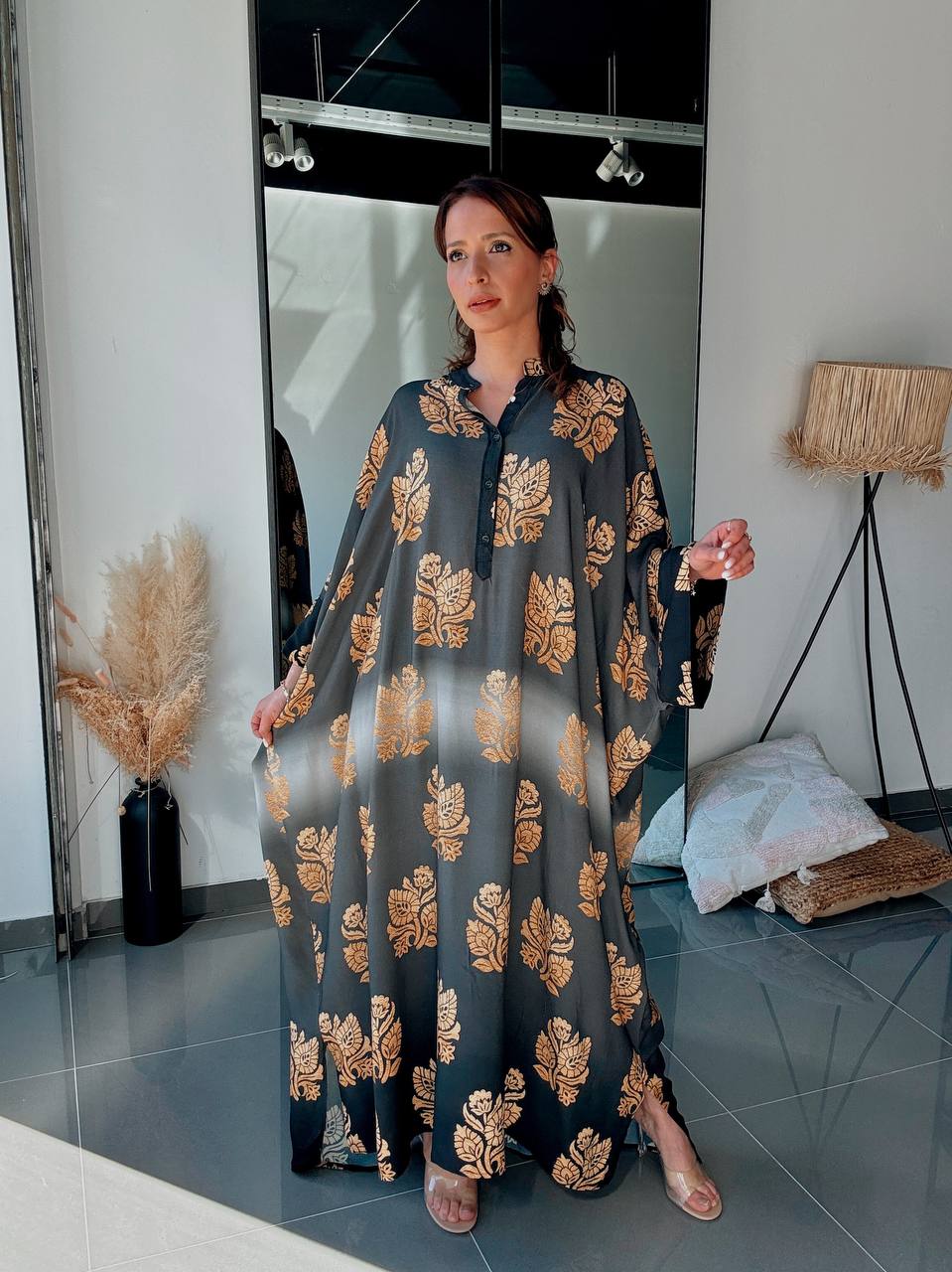 Robe Longue Fluide Imprimé Feuillage – Esprit Chic & Minimaliste - Fenomen Paris