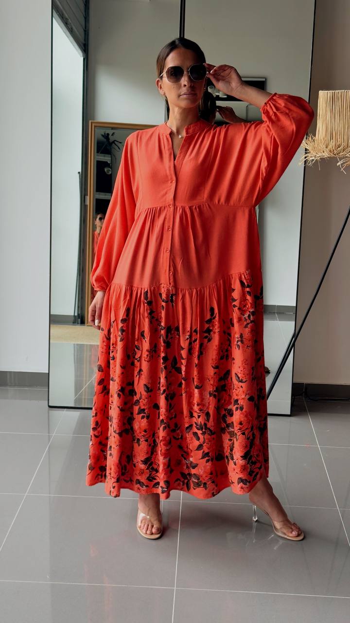 Robe Longue Ample Imprimé Bohème - AEL571-464 - Fenomen Paris