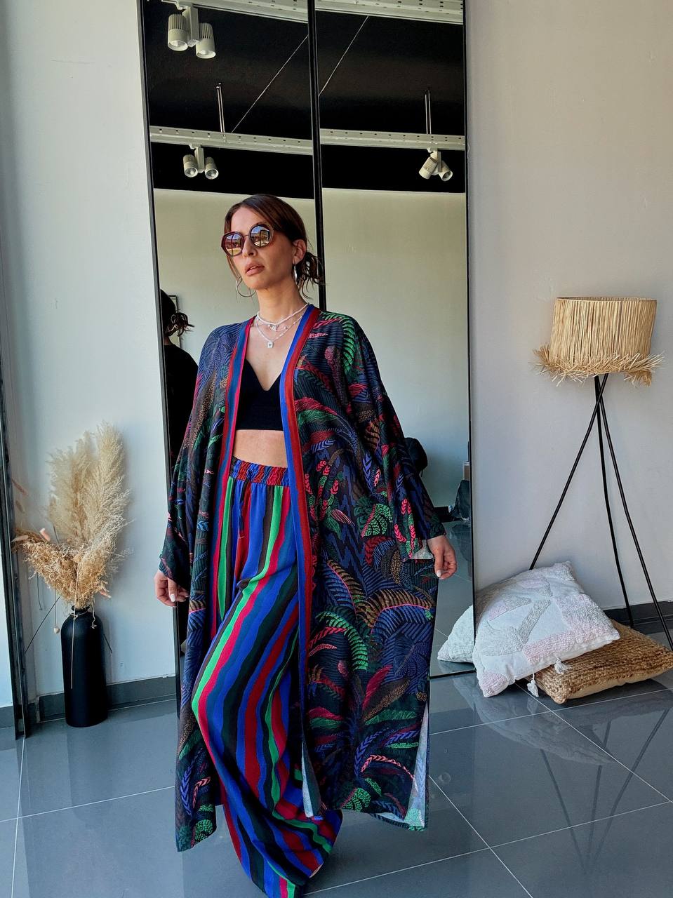 Ensemble Kimono Longue & Pantalon Imprimé – Esprit Bohème Tropical - Fenomen Paris