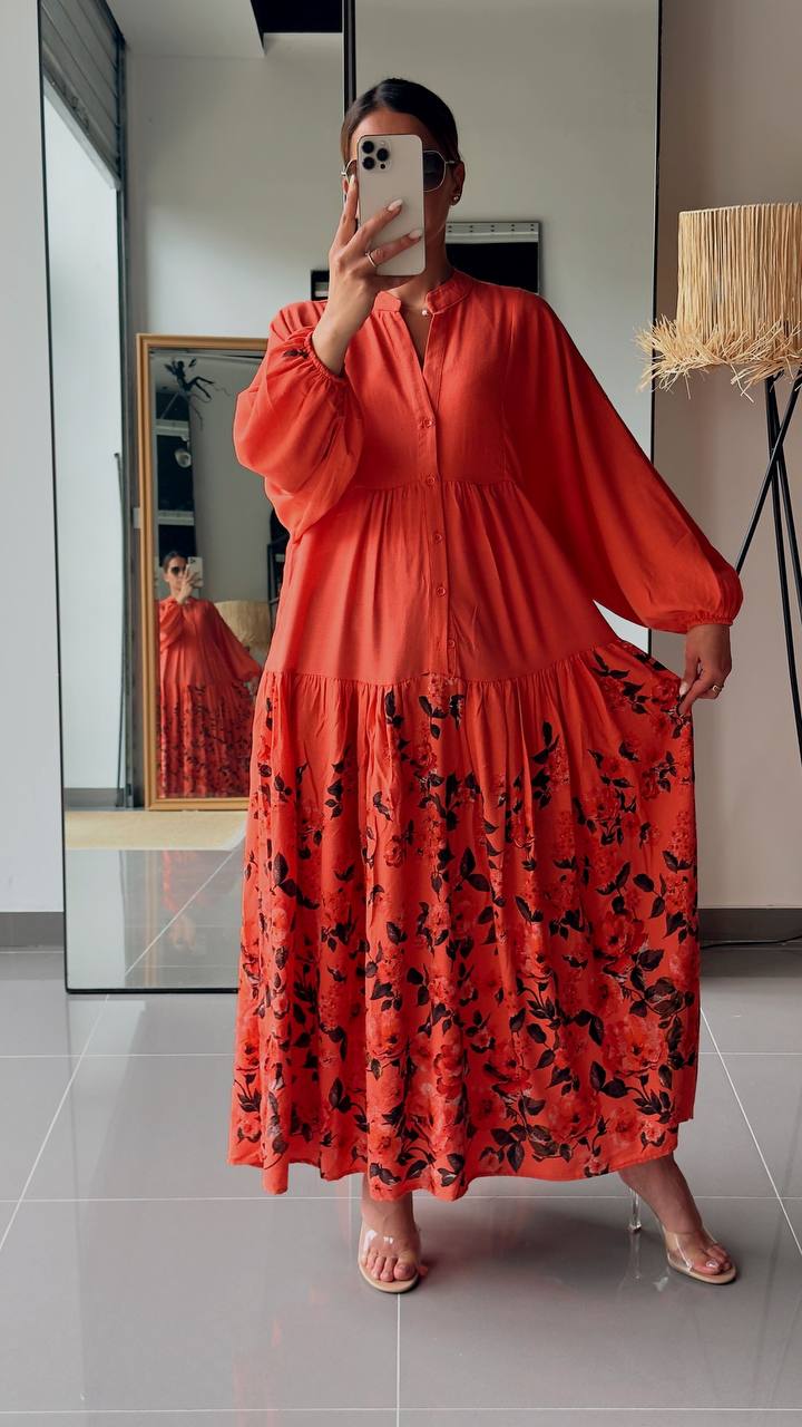 Robe Longue Ample Imprimé Bohème - AEL571-464 - Fenomen Paris