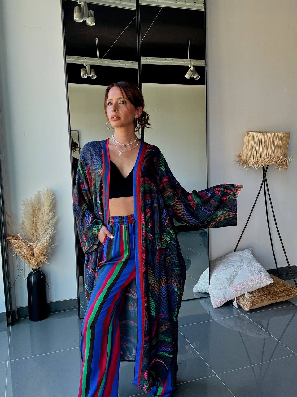 Ensemble Kimono Longue & Pantalon Imprimé – Esprit Bohème Tropical - Fenomen Paris