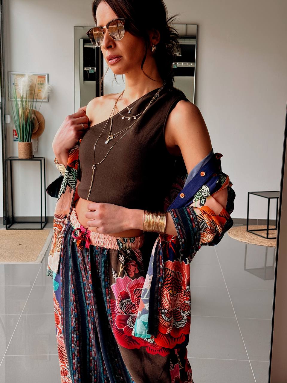 Ensemble chemise & pantalon imprimé – Multicolore floral - Fenomen Paris