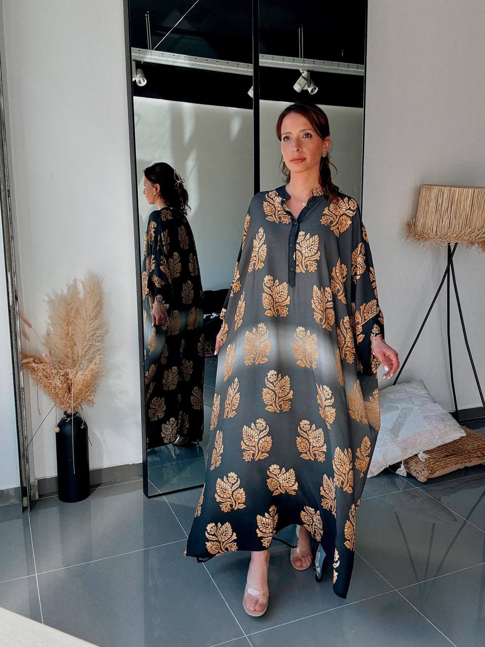 Robe Longue Fluide Imprimé Feuillage – Esprit Chic & Minimaliste - Fenomen Paris