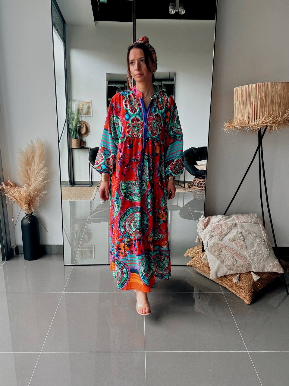 Robe Longue Imprimé Cachemire – Esprit Bohème Coloré-rouge - Fenomen Paris