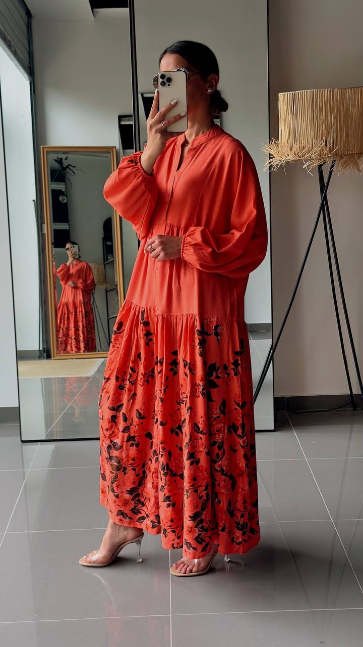 Robe Longue Ample Imprimé Bohème - AEL571-464 - Fenomen Paris