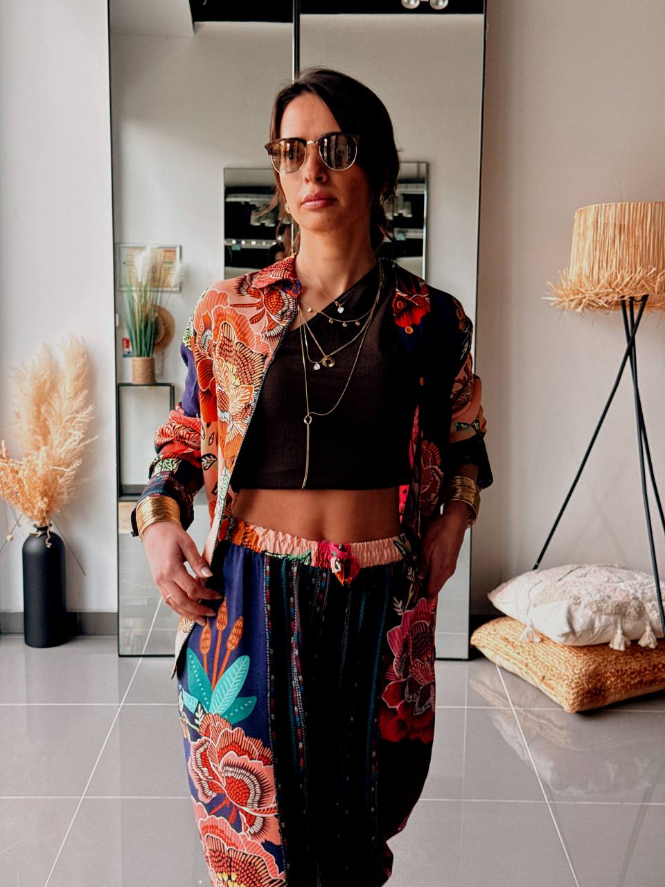 Ensemble chemise & pantalon imprimé – Multicolore floral - Fenomen Paris
