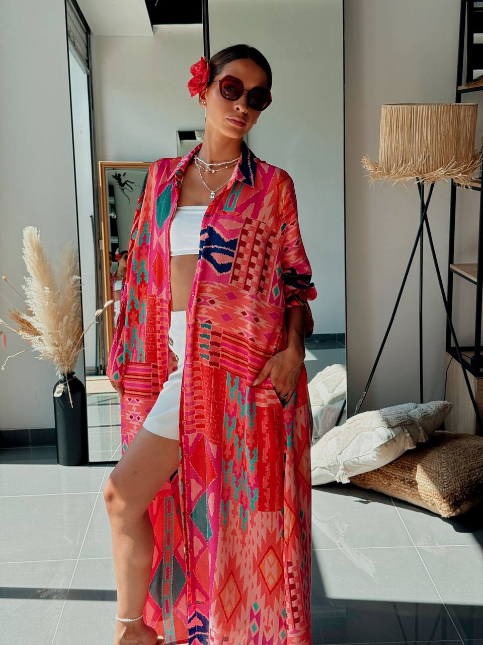 Tunique Chemise Longue – Look Street & Ultra Tendance - ATN001-126-R - Fenomen Paris