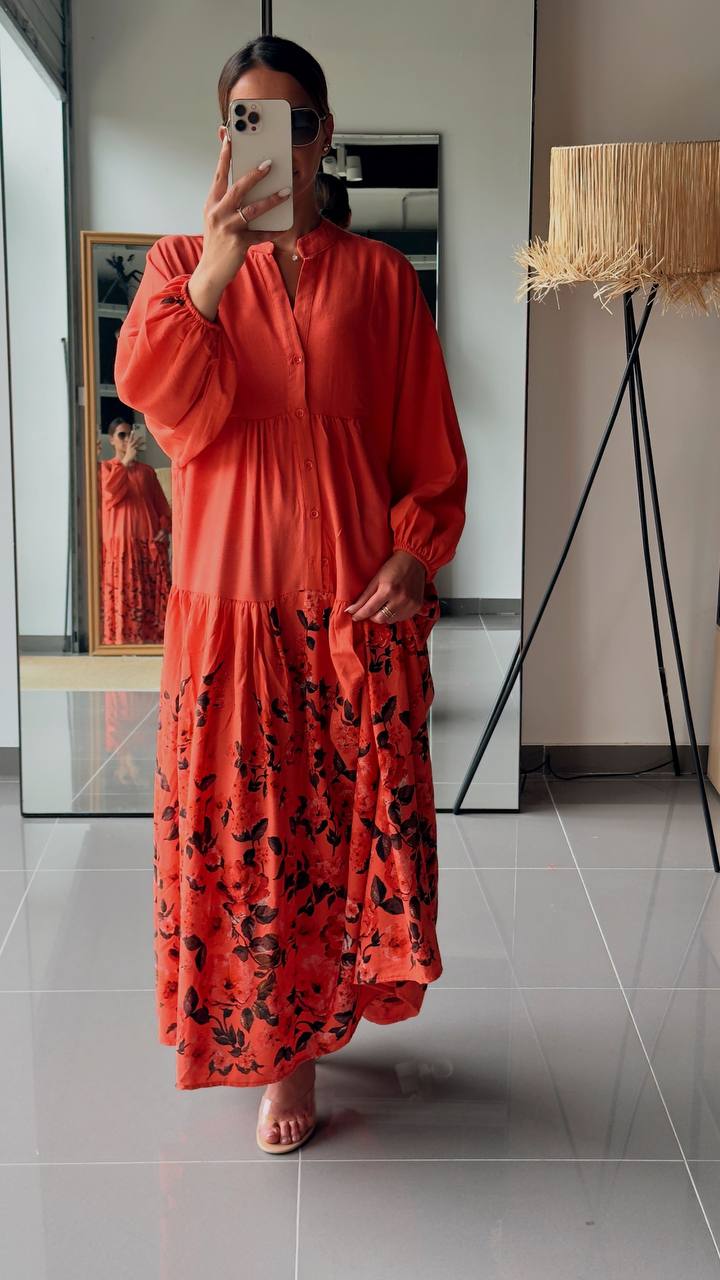 Robe Longue Ample Imprimé Bohème - AEL571-464 - Fenomen Paris