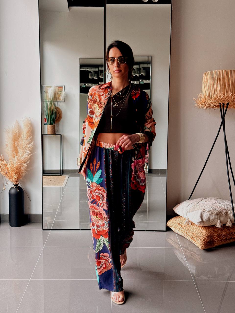 Ensemble chemise & pantalon imprimé – Multicolore floral - Fenomen Paris