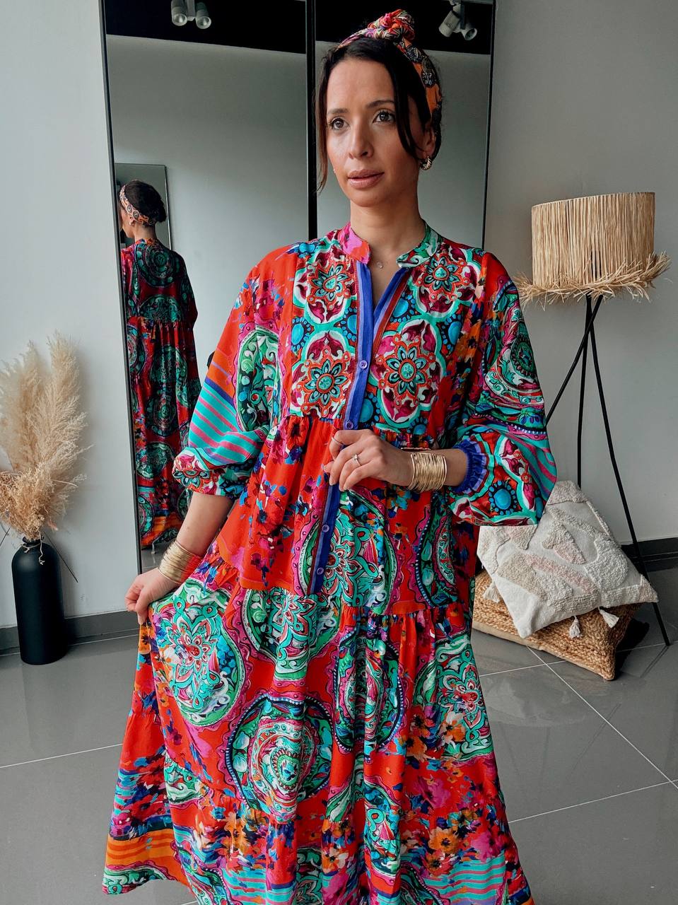 Robe Longue Imprimé Cachemire – Esprit Bohème Coloré-rouge - Fenomen Paris