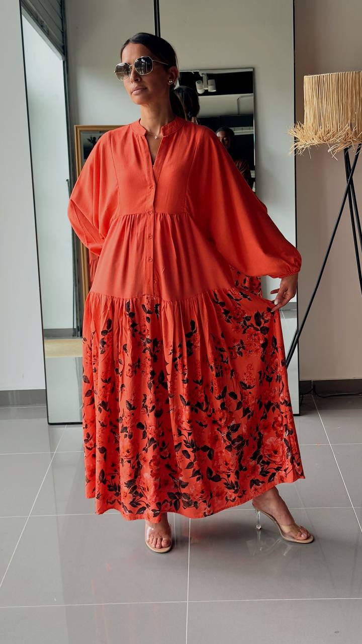 Robe Longue Ample Imprimé Bohème - AEL571-464 - Fenomen Paris