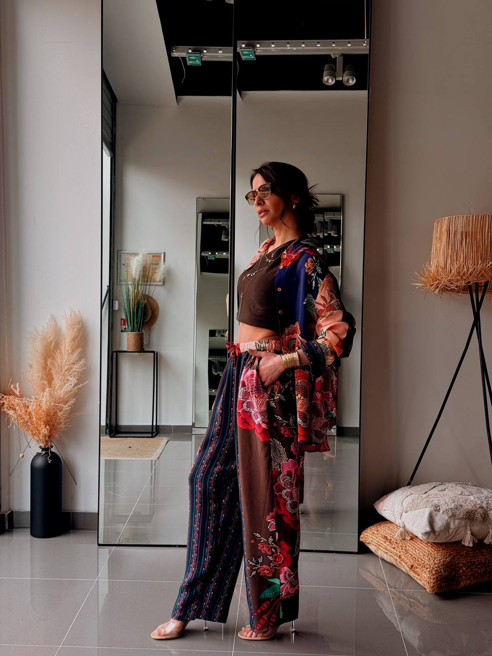 Ensemble chemise & pantalon imprimé – Multicolore floral - Fenomen Paris