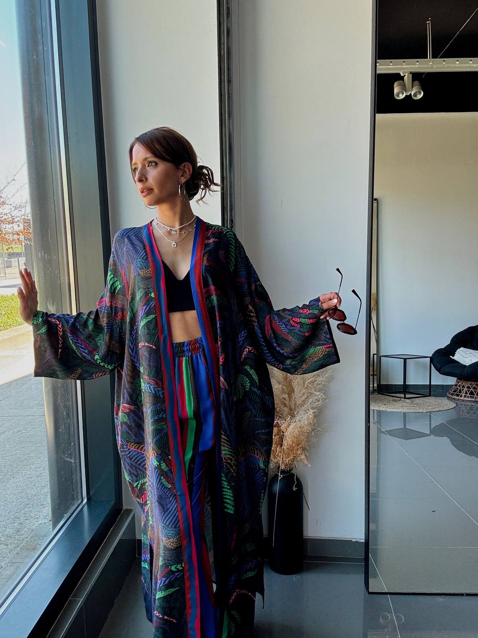 Ensemble Kimono Longue & Pantalon Imprimé – Esprit Bohème Tropical - Fenomen Paris