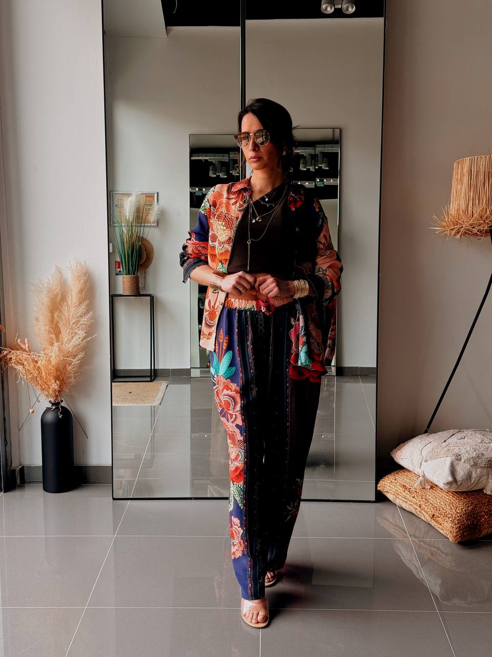Ensemble chemise & pantalon imprimé – Multicolore floral - Fenomen Paris