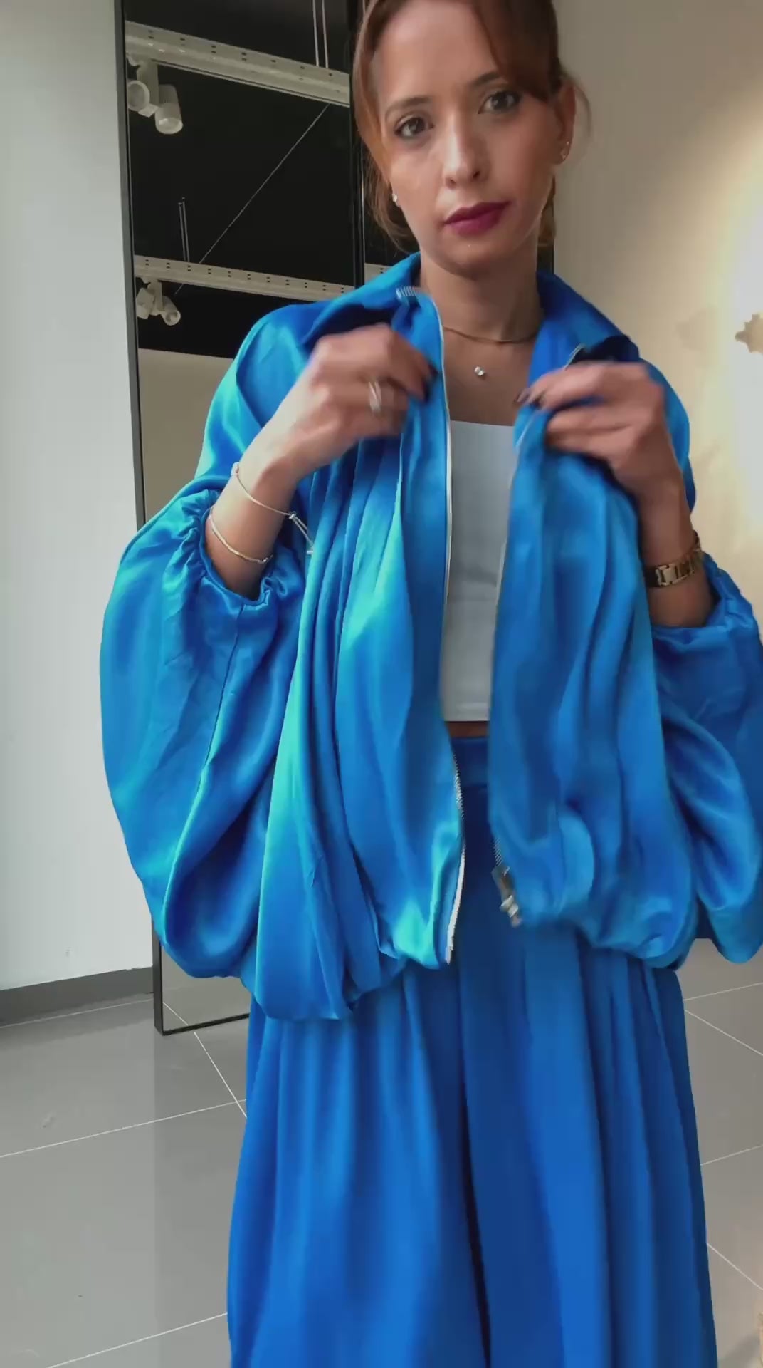 Ensemble Veste & Pantalon effet satiné